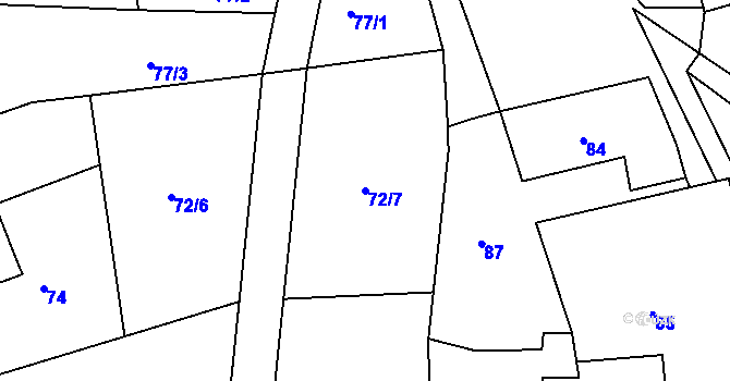 Parcela st. 72/7 v KÚ Braníškov, Katastrální mapa