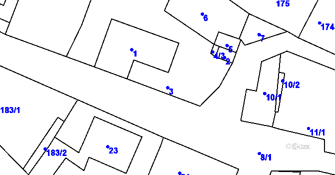 Parcela st. 3 v KÚ Braníškov, Katastrální mapa