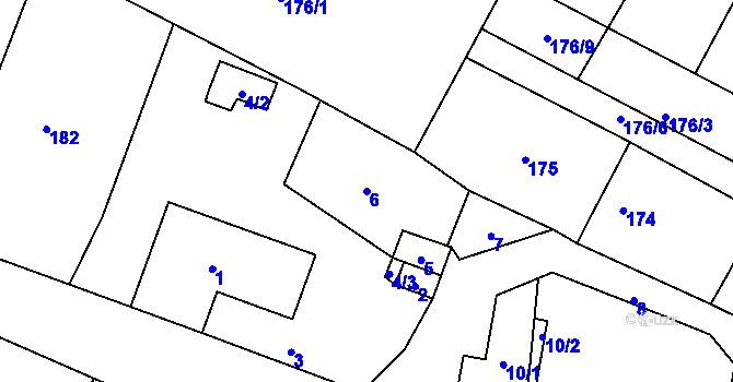 Parcela st. 6 v KÚ Braníškov, Katastrální mapa