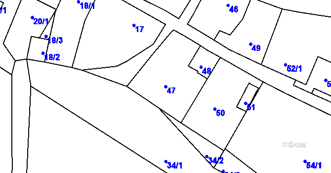 Parcela st. 47 v KÚ Braníškov, Katastrální mapa