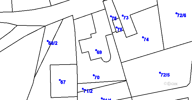 Parcela st. 69 v KÚ Braníškov, Katastrální mapa