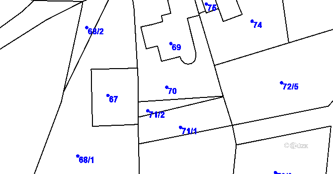 Parcela st. 70 v KÚ Braníškov, Katastrální mapa