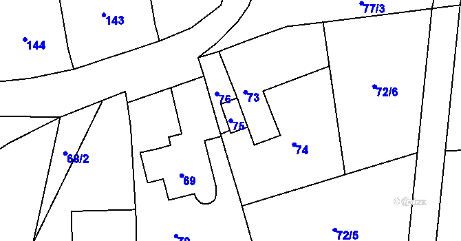 Parcela st. 75 v KÚ Braníškov, Katastrální mapa