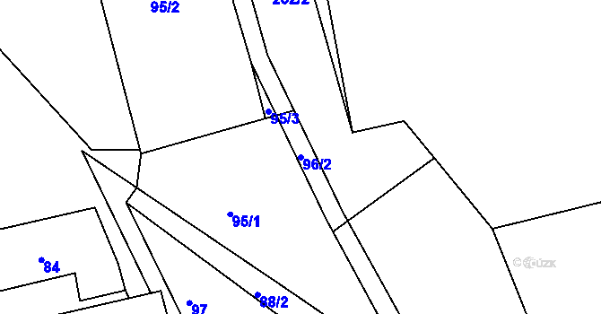Parcela st. 96/2 v KÚ Braníškov, Katastrální mapa