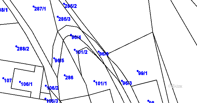 Parcela st. 96/6 v KÚ Braníškov, Katastrální mapa