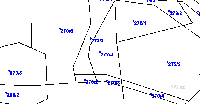 Parcela st. 272/3 v KÚ Braníškov, Katastrální mapa