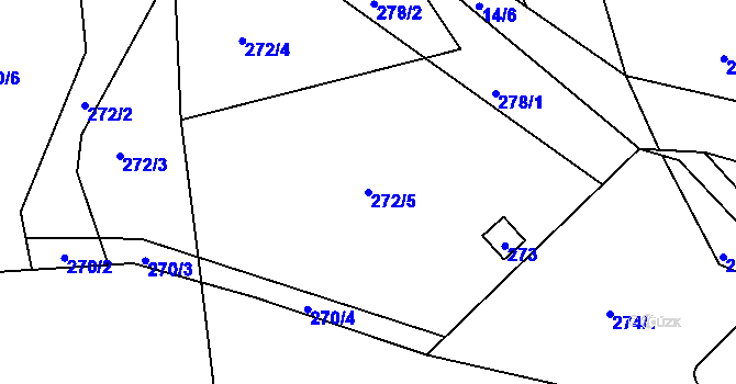Parcela st. 272/5 v KÚ Braníškov, Katastrální mapa
