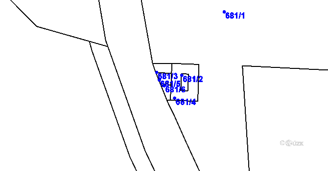 Parcela st. 681/6 v KÚ Braníškov, Katastrální mapa