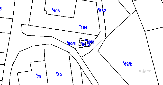 Parcela st. 90/3 v KÚ Braníškov, Katastrální mapa