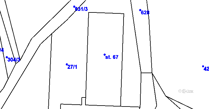 Parcela st. 67 v KÚ Branišov pod Křemešníkem, Katastrální mapa