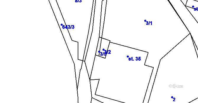 Parcela st. 3/5 v KÚ Branišov pod Křemešníkem, Katastrální mapa