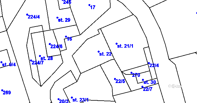 Parcela st. 22 v KÚ Branišov u Jihlavy, Katastrální mapa