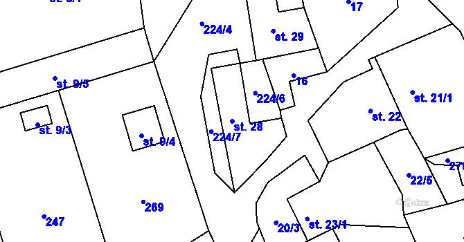 Parcela st. 28 v KÚ Branišov u Jihlavy, Katastrální mapa