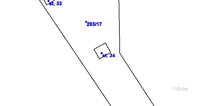 Parcela st. 34 v KÚ Branišov u Jihlavy, Katastrální mapa