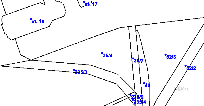 Parcela st. 35/4 v KÚ Branišov u Jihlavy, Katastrální mapa