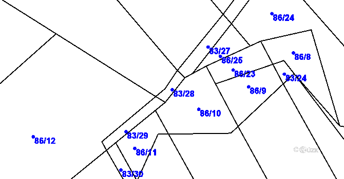 Parcela st. 83/28 v KÚ Branišov u Jihlavy, Katastrální mapa
