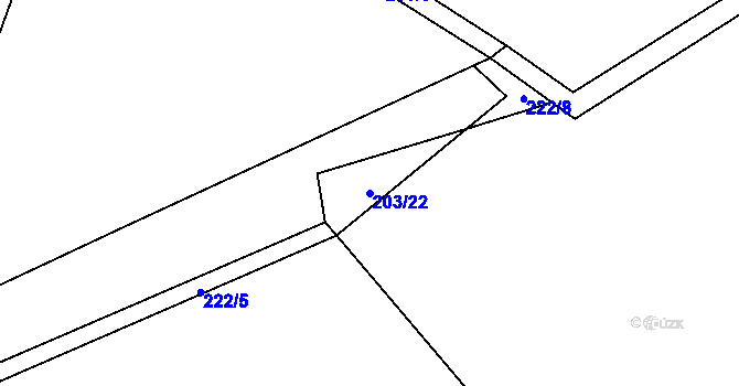 Parcela st. 203/22 v KÚ Branišov u Jihlavy, Katastrální mapa