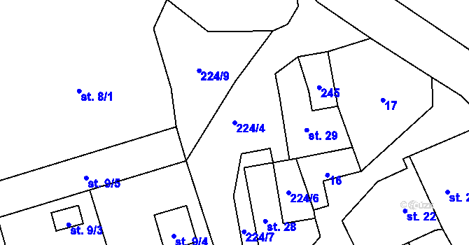 Parcela st. 224/4 v KÚ Branišov u Jihlavy, Katastrální mapa