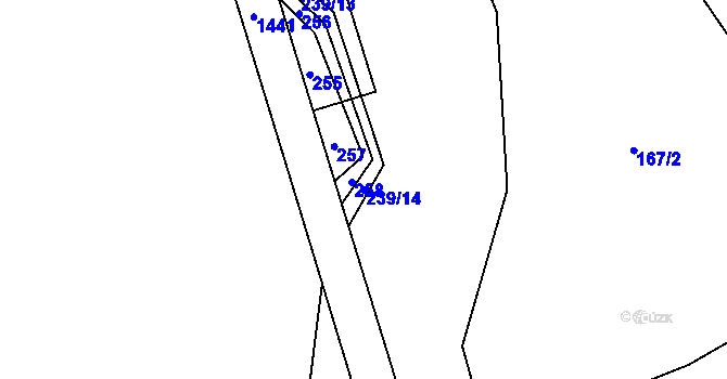 Parcela st. 239/14 v KÚ Branišov u Jihlavy, Katastrální mapa