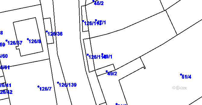 Parcela st. 49 v KÚ Branišovice, Katastrální mapa