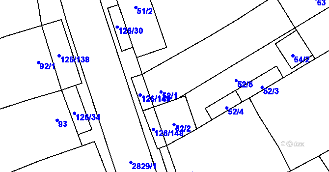 Parcela st. 52/1 v KÚ Branišovice, Katastrální mapa