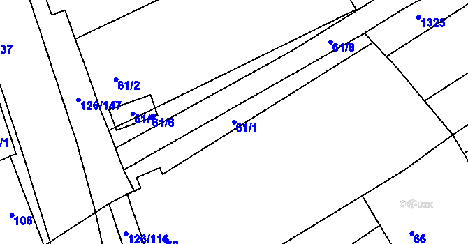 Parcela st. 61/1 v KÚ Branišovice, Katastrální mapa