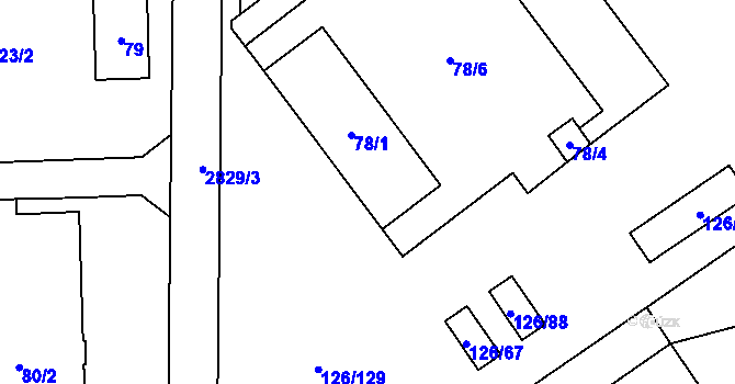 Parcela st. 78/1 v KÚ Branišovice, Katastrální mapa