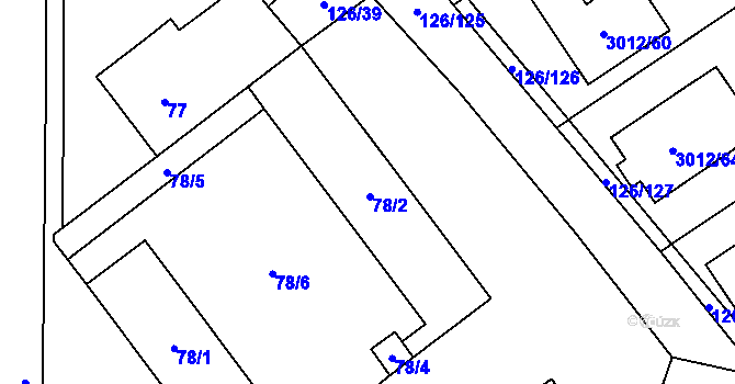 Parcela st. 78/2 v KÚ Branišovice, Katastrální mapa