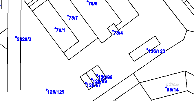 Parcela st. 78/3 v KÚ Branišovice, Katastrální mapa