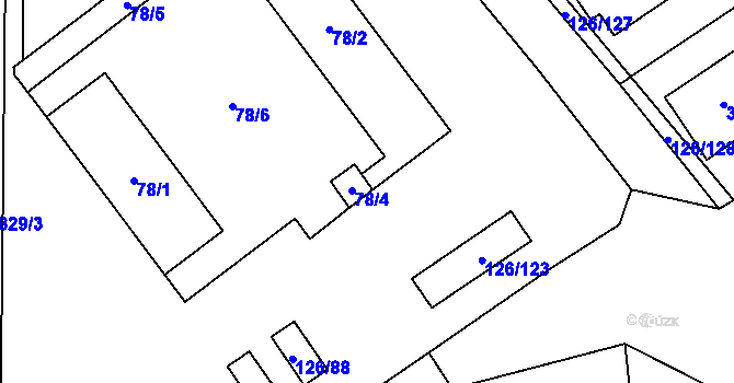 Parcela st. 78/4 v KÚ Branišovice, Katastrální mapa