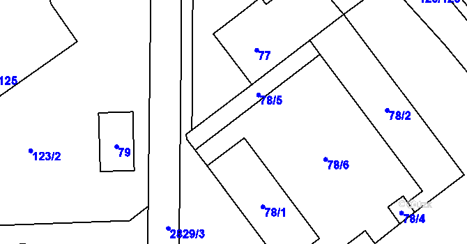Parcela st. 78/5 v KÚ Branišovice, Katastrální mapa