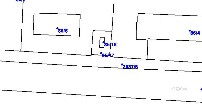 Parcela st. 85/17 v KÚ Branišovice, Katastrální mapa