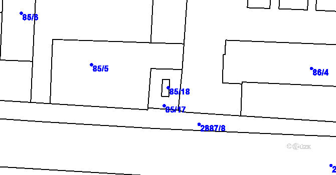 Parcela st. 85/18 v KÚ Branišovice, Katastrální mapa