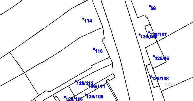 Parcela st. 116 v KÚ Branišovice, Katastrální mapa