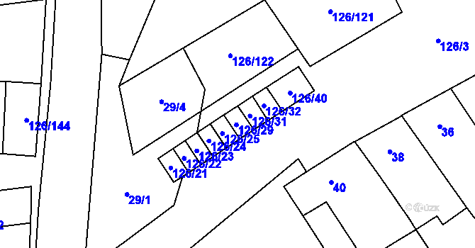 Parcela st. 126/29 v KÚ Branišovice, Katastrální mapa