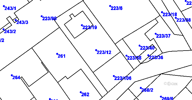 Parcela st. 223/12 v KÚ Branišovice, Katastrální mapa