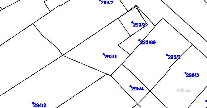 Parcela st. 293/1 v KÚ Branišovice, Katastrální mapa