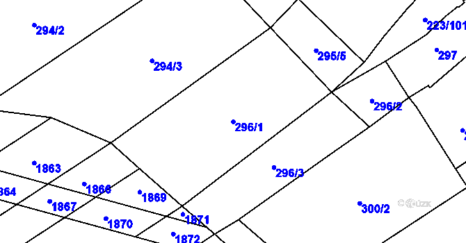 Parcela st. 296/1 v KÚ Branišovice, Katastrální mapa