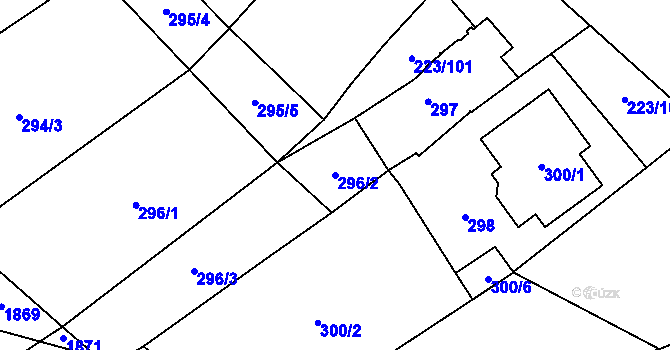 Parcela st. 296/2 v KÚ Branišovice, Katastrální mapa