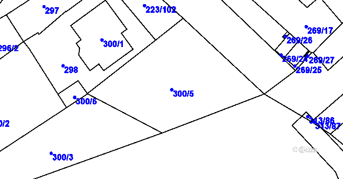 Parcela st. 300/5 v KÚ Branišovice, Katastrální mapa