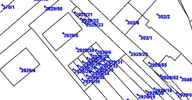 Parcela st. 2929/6 v KÚ Branišovice, Katastrální mapa