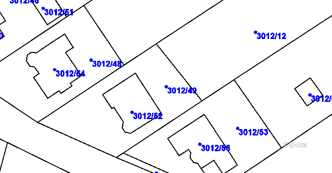 Parcela st. 3012/49 v KÚ Branišovice, Katastrální mapa