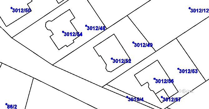 Parcela st. 3012/52 v KÚ Branišovice, Katastrální mapa