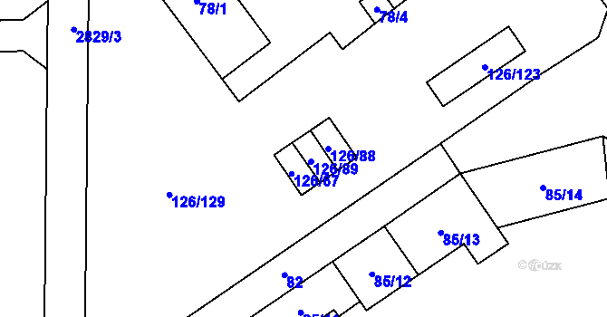 Parcela st. 126/67 v KÚ Branišovice, Katastrální mapa