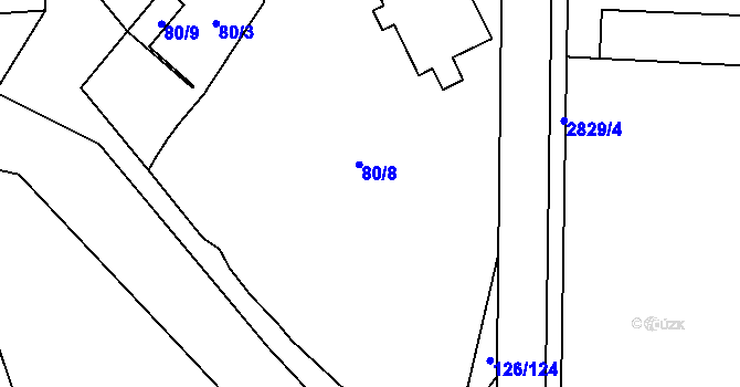 Parcela st. 80/7 v KÚ Branišovice, Katastrální mapa