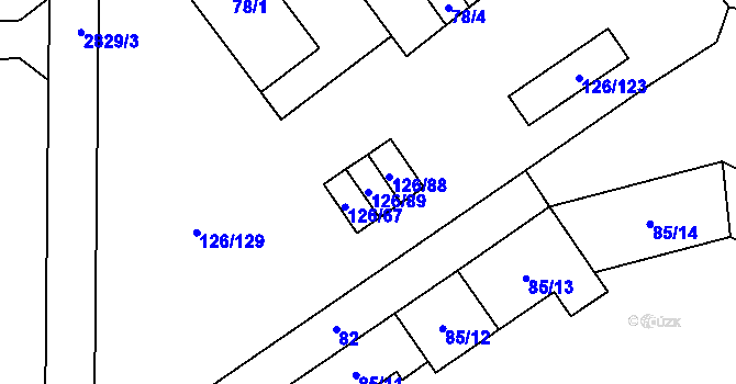 Parcela st. 126/89 v KÚ Branišovice, Katastrální mapa