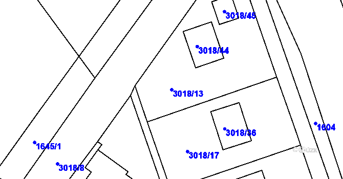 Parcela st. 3018/13 v KÚ Branišovice, Katastrální mapa