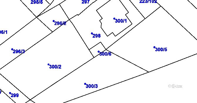 Parcela st. 300/6 v KÚ Branišovice, Katastrální mapa