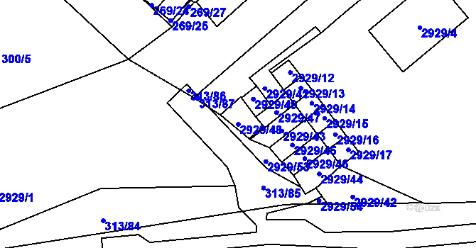 Parcela st. 2929/48 v KÚ Branišovice, Katastrální mapa