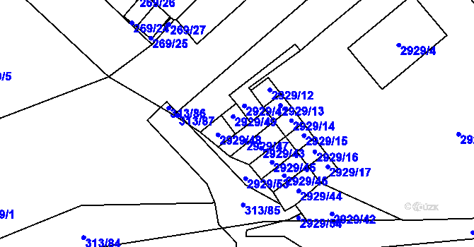 Parcela st. 2929/49 v KÚ Branišovice, Katastrální mapa
